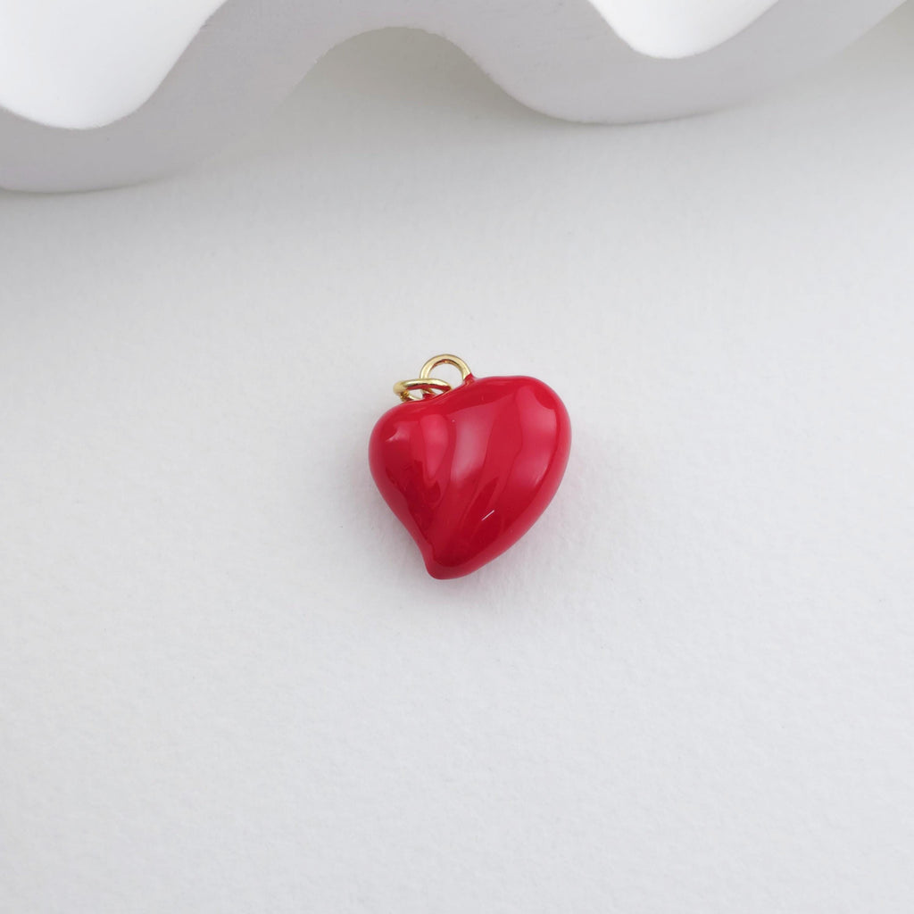 4pcs Red Heart Enamel Charms, 18K Gold Plated Love Pendant, Necklace Making Pendants, Jewelry Findings S1298