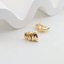 Load image into Gallery viewer, Pleated Trapezoidal Geometric Post Earring With Loop, S925 Silver Ear Pin Nickel Free, Ear Stud, Hypoallergenic Earring Findings ZX273