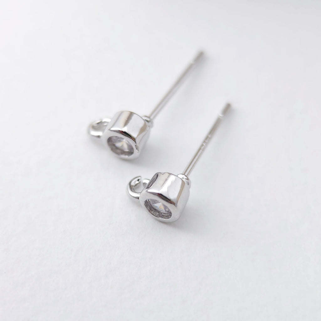 Pequeño pendiente con aros, pendiente de plata S925 sin níquel, micro pavé de circonitas cúbicas, 6,6 x 4,3 mm, chapado en oro de 18 quilates, accesorio para pendientes S1189