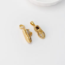 Load image into Gallery viewer, Shoes Charms, Clear/Blue Cubic Sneaker Pendant, Slipper Charms, 18K Gold Plated, Necklace Earring Making Charms, Jewelry Findings