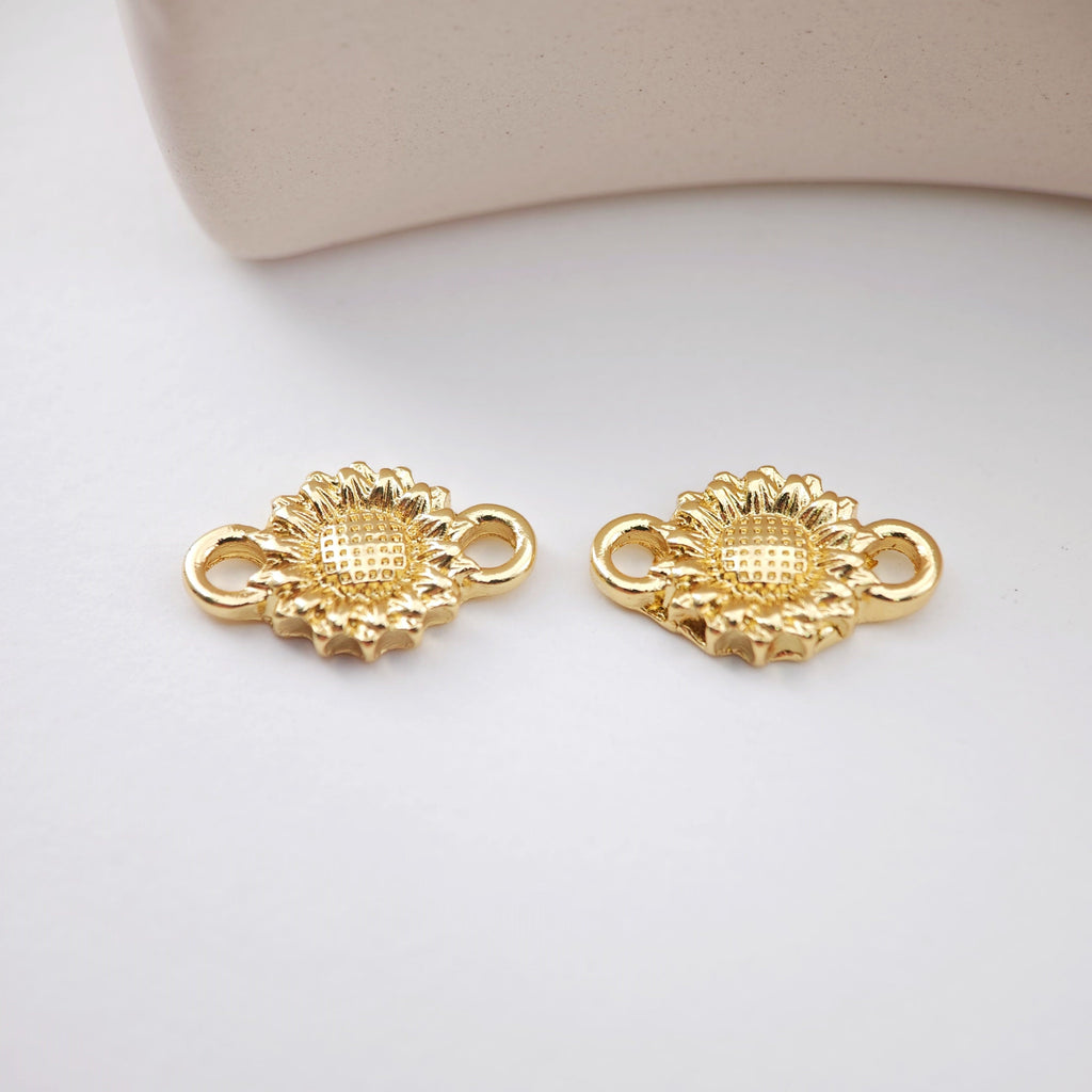 Conector de flor de esmalte, dijes de conector de flor chapados en oro de 18 quilates para hacer pulseras y collares, accesorios de joyería S1172