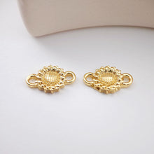 Cargar imagen en el visor de la galería, Conector de flor de esmalte, dijes de conector de flor chapados en oro de 18 quilates para hacer pulseras y collares, accesorios de joyería S1172