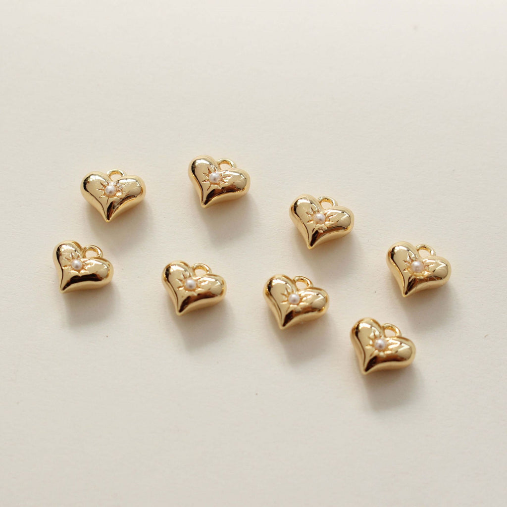 2pcs Gold Heart Charms, 18K Gold Plated, Love Pendant, Necklace Making Pendants, Jewelry Findings GZ311