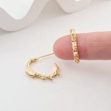 Load image into Gallery viewer, Twisted C Shape Earrings Post With 3 Loops, 14K Gold Plated, S925 Silver Ear Pin Nickel Free Earrings, Earring Findings ZX288