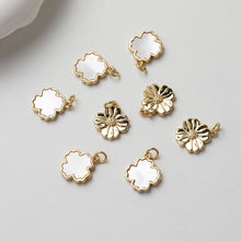 Load image into Gallery viewer, Flower Charm, Shell Flower Pendant, 14K Gold/Silver Plated, Necklace Earring Making Charms, Jewelry Findings GT029
