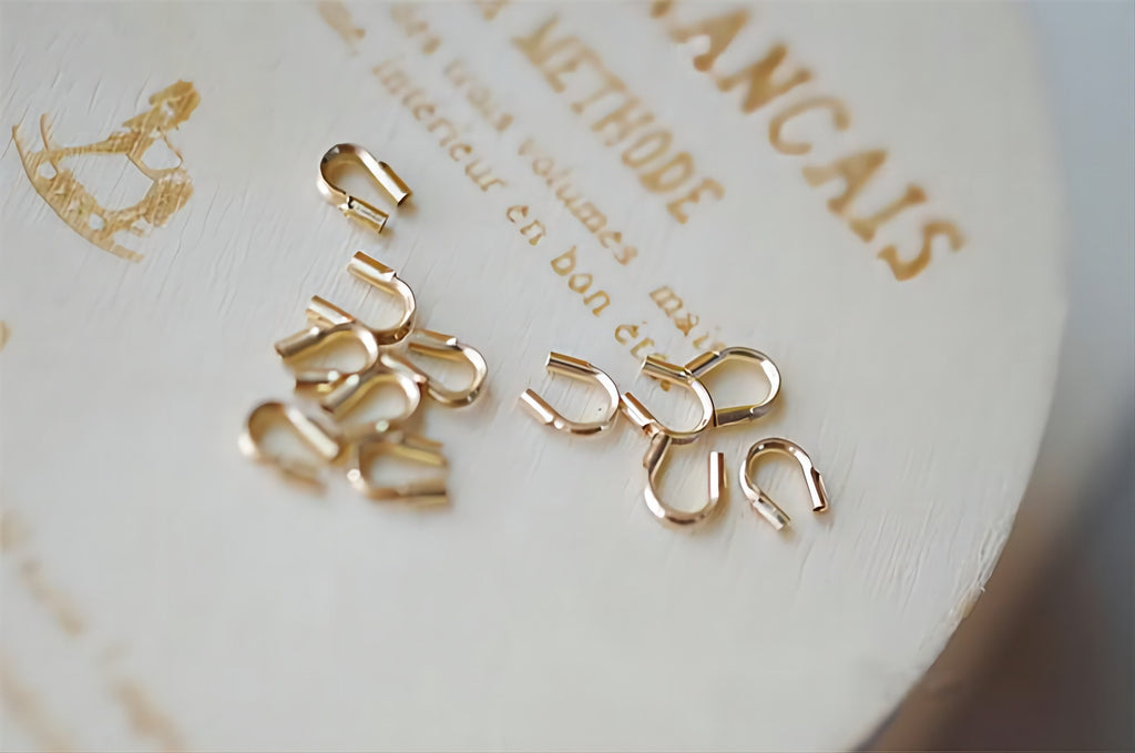 14K Gold Filled U-Shaped Wire Guardian Horsebit Clasp, [10PCS/Pack] Fit 0.53mm/0.79mm/1.14mm Hole, Wire Protector Accessories BL008