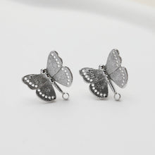 Load image into Gallery viewer, Butterfly Ear Post with loop, S925 Silver Ear Pin, Nickel Free, 14K Gold/Silver Plated Stud Earring Finding GE124