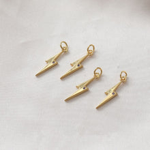 Load image into Gallery viewer, North Star Charms,  Lightning Pendant, CZ Pave Star Pendant, 18K Gold Plated, Necklace Making Star Charms, Jewelry Findings JG026