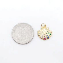 Cargar imagen en el visor de la galería, Dijes de concha marina, colgante de ballena, chapado en oro de 18 quilates con pavé de circonitas arcoíris, dije de playa, dijes para hacer collares, accesorios de joyería S20541