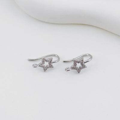 4pcs 18K Gold Plated Ear Wires, Star Cubic Pave Earring Hooks, Nickel Free, Fish Hooks, Ear Wires for Jewelry Making D0133