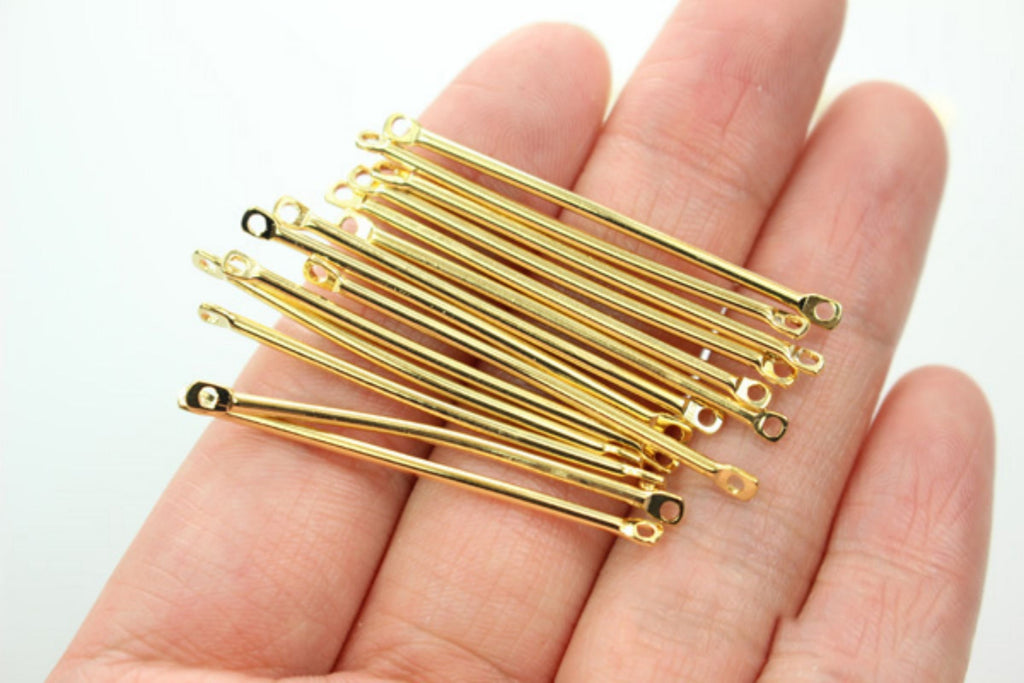 10pc Long Bar Connector, 18K Gold Plated Bar Charm, 20mm,25mm,30mm,35mm,40mm Earring Making Findings GZ178