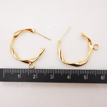 Load image into Gallery viewer, 10pcs Gold Twist C Earrings Post With Loop, S925 Silver Ear Pin Nickel Free Earrings, Ear Stud Loop, Hypoallergenic Earring Findings Z046