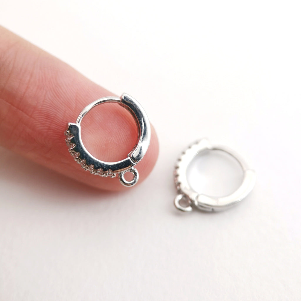 Cubic Zirconia Ear Hoops Multicolor Pave Crystal , 13*12mm, 18K Gold Plated Leverback Earrings, Huggie Hoops Earring D0150