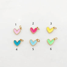 Load image into Gallery viewer, Multicolor Enamel Tiny Heart Charm, 18K Gold Plated Heart Pendant, 9mm, Necklace Bracelet Making Pendant S20389
