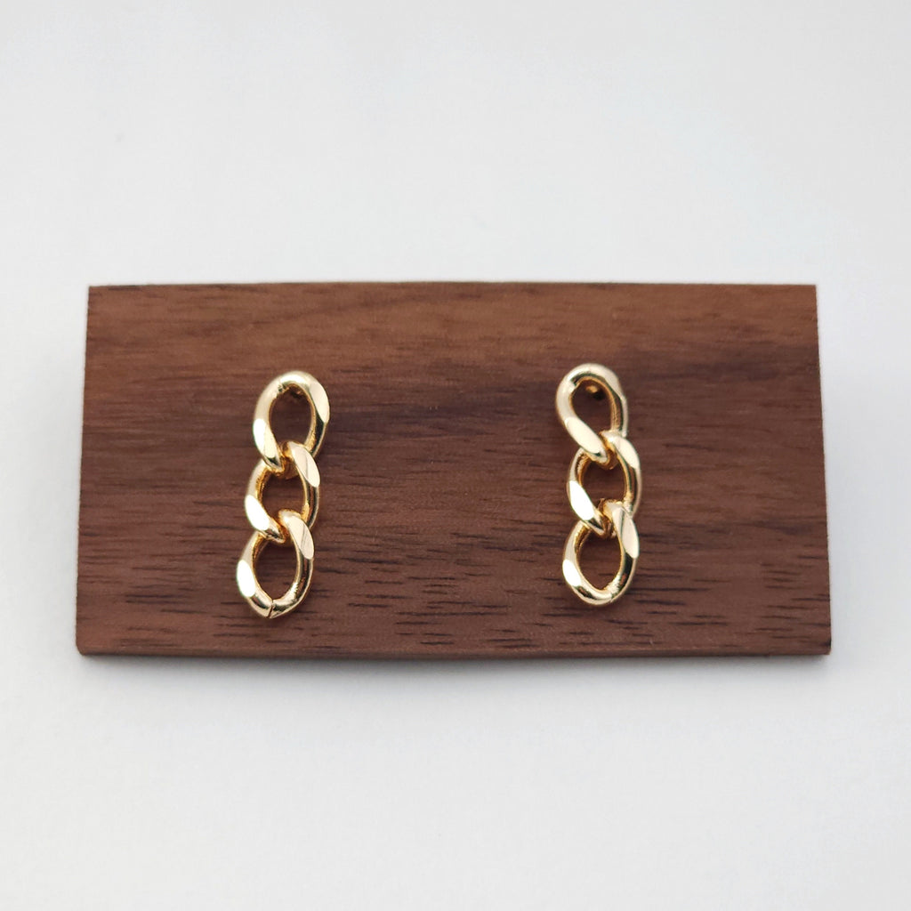 Gold Link Chain Earring Post, Chain Stud Earring Nickel Free, 18K Gold/Silver, Hypoallergenic Earring Findings ZX188