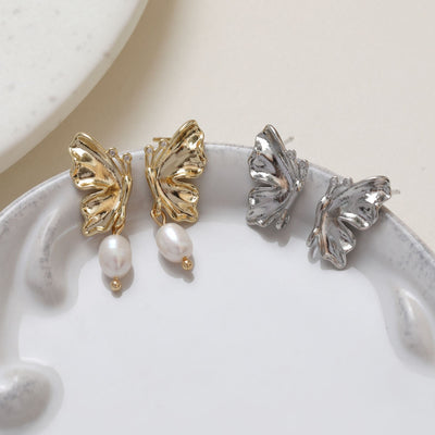 Pendiente de mariposa, pasador de plata S925, sin níquel, pendientes de botón, chapado en oro de 14 quilates, accesorio BB124