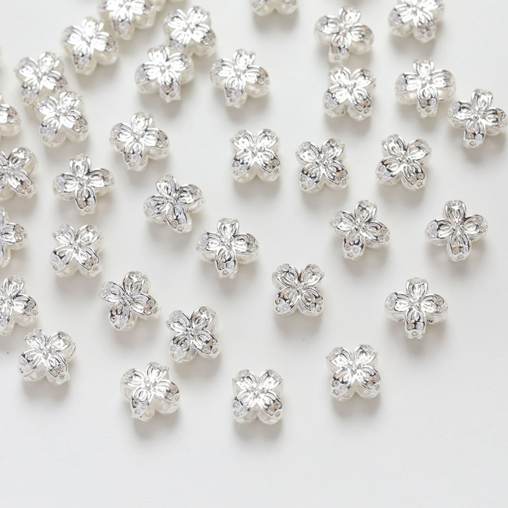 Cuentas espaciadoras de flores, chapadas en oro de 14 quilates, cuentas de flores 3D, delicadas cuentas para hacer aretes, accesorio de joyería GZ251