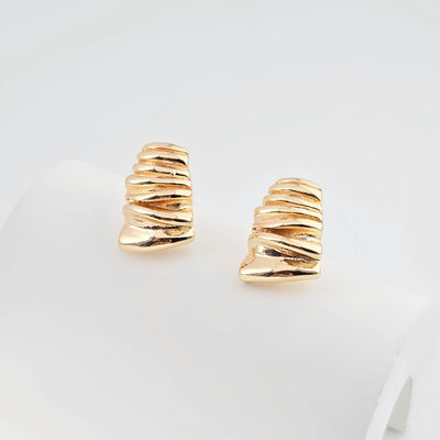 Pleated Trapezoidal Geometric Post Earring With Loop, S925 Silver Ear Pin Nickel Free, Ear Stud, Hypoallergenic Earring Findings ZX273