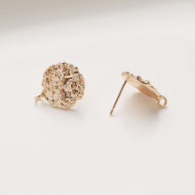 Load image into Gallery viewer, Round Lava Ear Post With Loop, S925 Silver Ear Pin Nickel Free Earrings, Gold/Silver Ear Stud, Hypoallergenic Earring Findings JG004