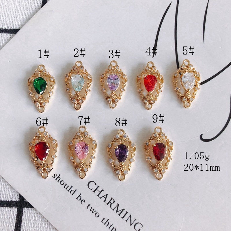 4 piezas de dijes de conector de flor con bucles, conector bohemio, colgante de pavé cúbico, fabricación de pulseras y collares, accesorio de joyería chapado en oro MY033-F037