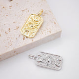 Gold Evil Eye Card Charms, Micro CZ Pave Moon and Star Pendant, 18K Gold Plated Brass, Necklace Making Charms, Jewelry Findings S1005