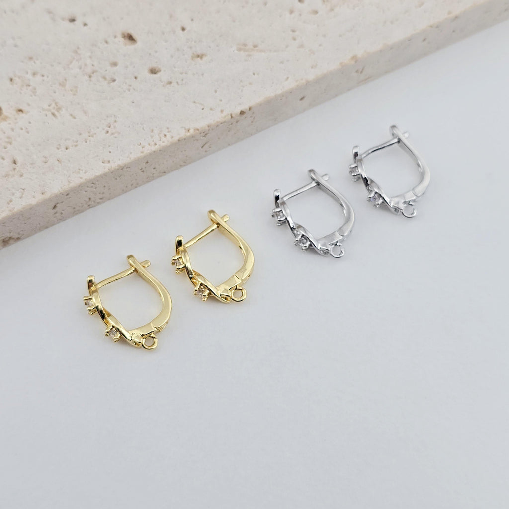 18K Gold Plated U Shape Hoop Earring, Huggie Hoops Earring Parts, U shape Hoop earring  for Jewelry Making D0250