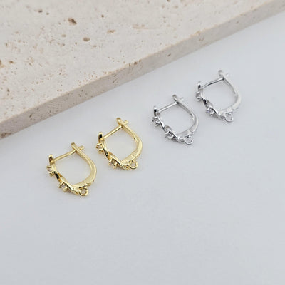 18K Gold Plated U Shape Hoop Earring, Huggie Hoops Earring Parts, U shape Hoop earring  for Jewelry Making D0250