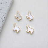Dainty Polar Bear Charm, Mother of Pearl Charm, 15mm, 14K Gold Plated Polar Bear Charm for Jewelry Making GS012
