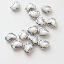 Load image into Gallery viewer, Dainty Heart Charm, Mother of Pearl Charm, 11mm, 14K Gold/Silver Plated Heart Charm for Jewelry Making GZ337