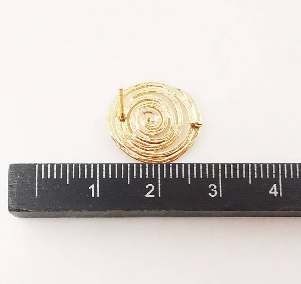 10pcs Gold Growth Ring Earring Post, S925 Silver Ear Pin Nickel Free Earrings, Annual Ring Ear Stud with Loop, Z090