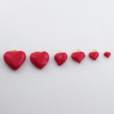 4pcs Red Heart Enamel Charms, 18K Gold Plated Love Pendant, Necklace Making Pendants, Jewelry Findings S1298
