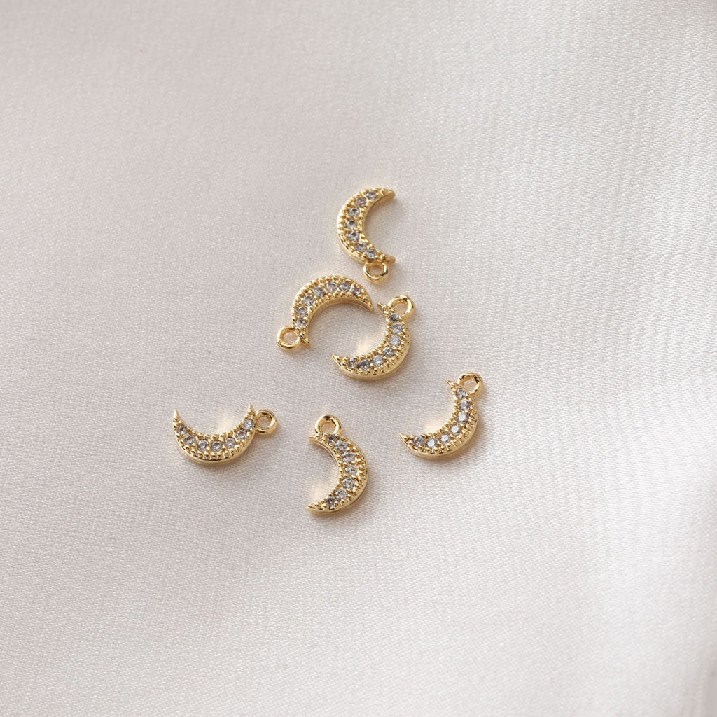 Sun, Moon, Star Charm, CZ Pave Pendant, 18K Gold Plated Rainbow Pave Pendant, Necklace Making Charm, Jewelry Findings JG012