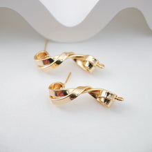 Load image into Gallery viewer, 18K Gold Twist Earrings Post With Loop, Nickel Free Earrings, Ear Stud Loop, Hypoallergenic Earring Findings ZX208