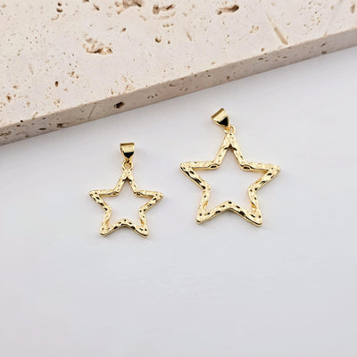Openwork Star Charms, Openwork Heart Charms, 18K Gold Plated, Bracelet Making Pendant, Jewelry Findings S1278