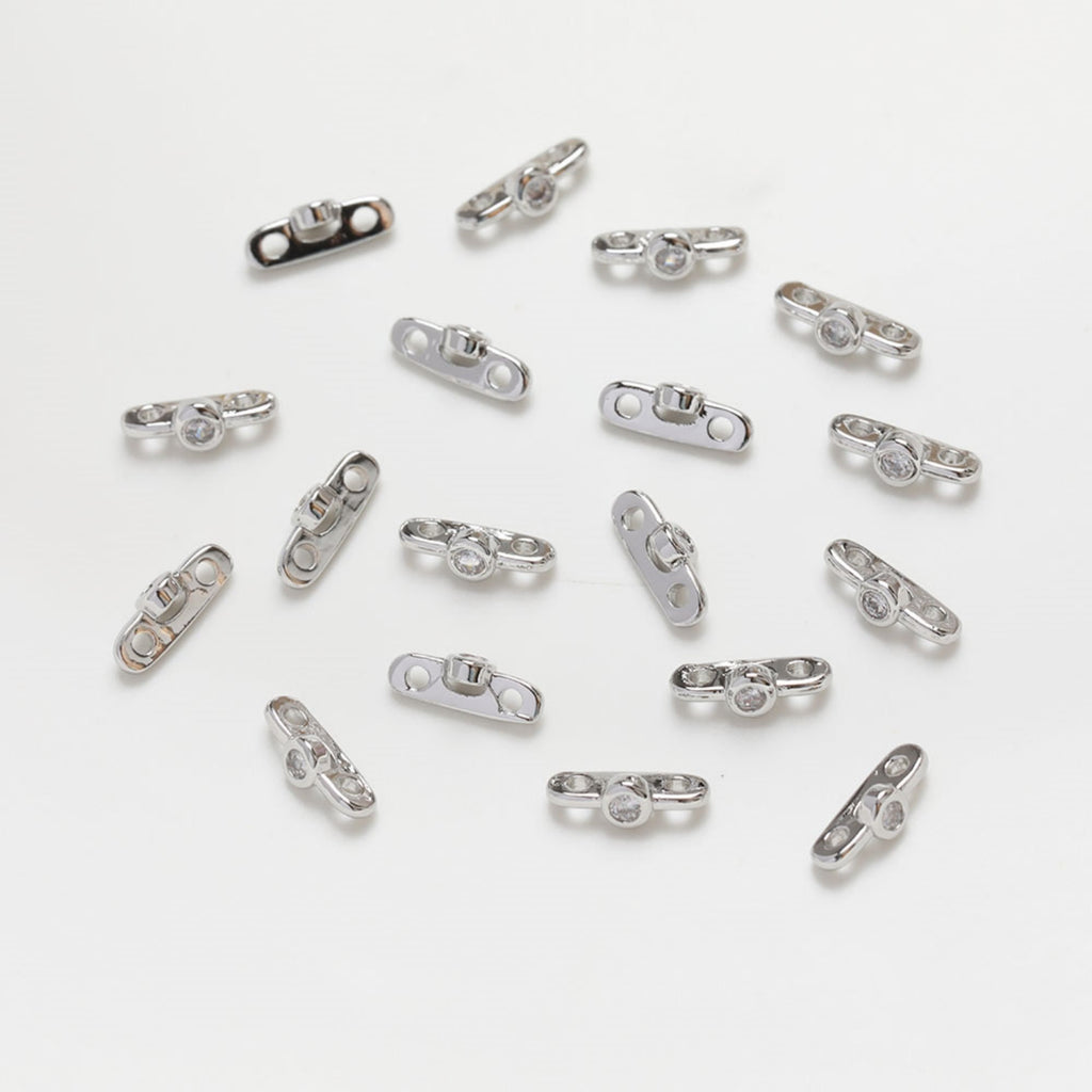 Two hole spacer beads, 14K gold plated, round zirconia hole beads, necklace and earring making beads, jewelry findings SC011