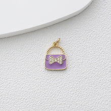 Cargar imagen en el visor de la galería, Colgante para bolso con pavé de circonitas cúbicas, bonitos dijes esmaltados para bolso, dijes chapados en oro de 18 quilates, fabricación de pulseras y collares, accesorios de joyería S1374
