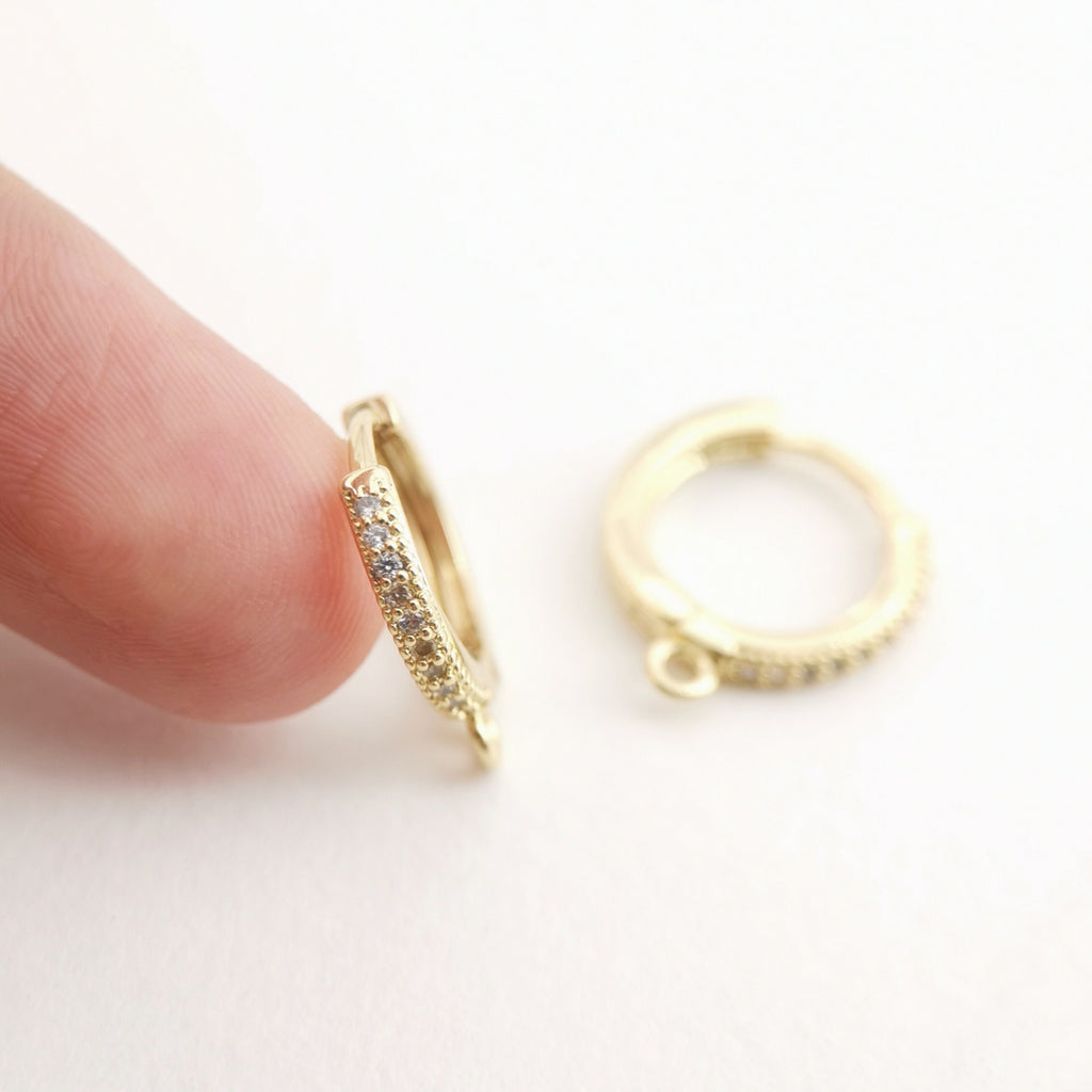 Cubic Zirconia Ear Hoops Multicolor Pave Crystal , 15.3*14mm, 18K Gold Plated Leverback Earrings, Huggie Hoops Earring D0155