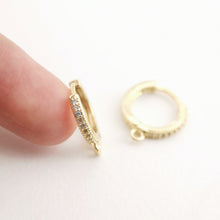 Load image into Gallery viewer, Cubic Zirconia Ear Hoops Multicolor Pave Crystal , 15.3*14mm, 18K Gold Plated Leverback Earrings, Huggie Hoops Earring D0155