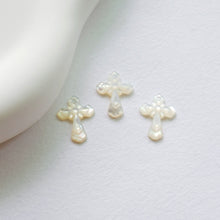 Load image into Gallery viewer, Cross White Mother-of-Pearl, MOP Shell Pendant, Cross White Nacre, Shell Charm, Mother of Pearl Jewelry Making Findings RY027