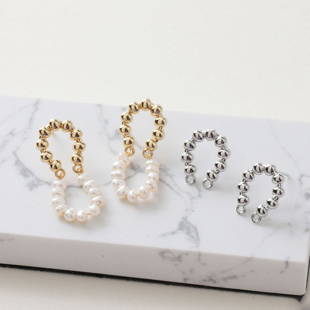 14K Gold  U Shape Earring Post With 2 Loops, Arch Ear Studs, S925 Silver Ear Pin Nickel Free Earrings, Hypoallergenic Earring Findings BB099