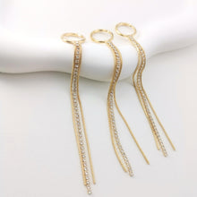 Load image into Gallery viewer, 10pcs Gold Chain Tassel Pendant, Rhinestone Chain Charm, Cubic Zirconia, 18K Gold Plated Earring Chain Pendant, Earring Findings ZX085