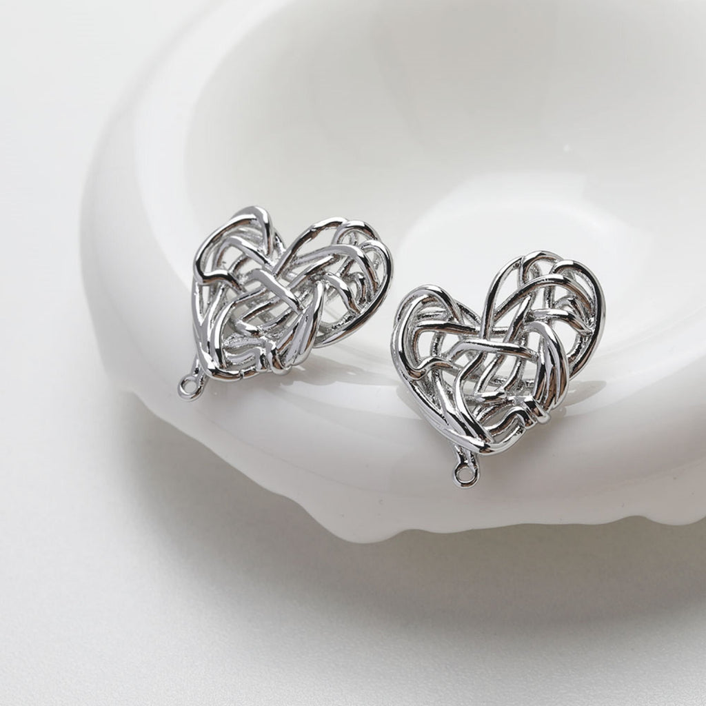 قرط على شكل قلب غير منتظم، ذهب/فضة عيار 14 قيراط، أقراط فضة S925 خالية من النيكل، قرط على شكل قلب مع حلقة GE112