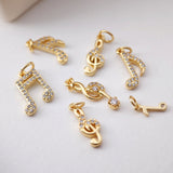 Cubic Music Note Charms Collection, 18K Gold Plated CZ Pave Music Note Pendant, Jewelry Findings S1200