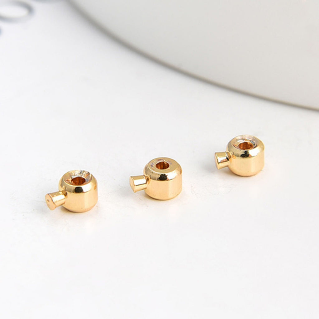 20pcs 18K Gold Plated Crimp End Beads, Cord ends, Bead Ends 3.2mm, hole 1mm, Jewellery Making Findings ZZ005-ZX7049
