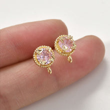 Load image into Gallery viewer, Round Pave Butterfly CZ Earring Post, S925 Silver Pin, 14K Gold/Silver Plated, Nickel Free Earrings, LL150