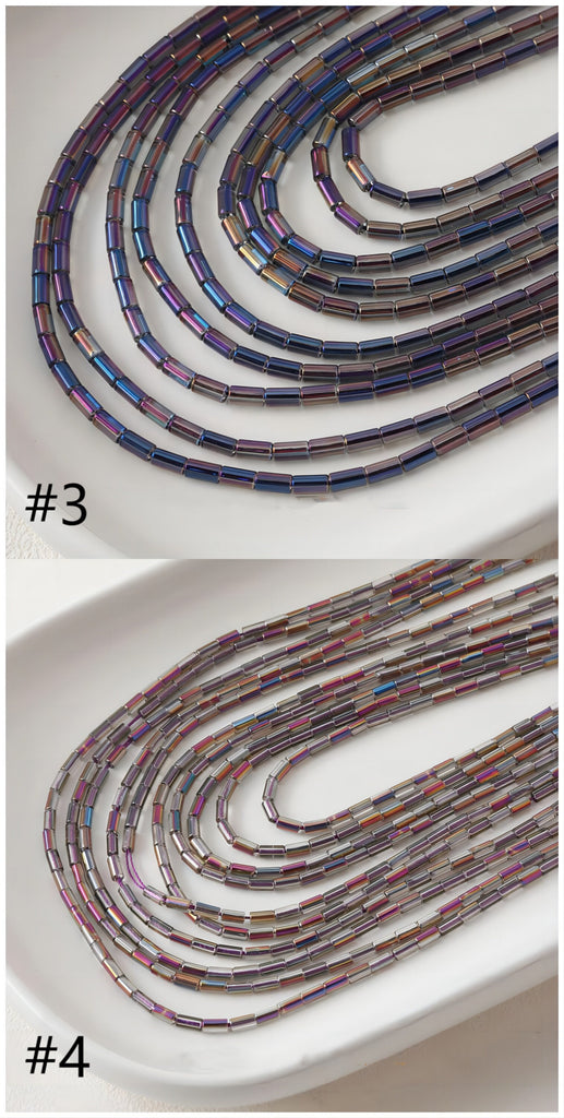 Small Glass Rectangle Tube Beads, Spacer Beads, 2.6*4.6mm, Crystal Glass Loose Beads for Jewelry Making, DIY Beads Finding GZ546