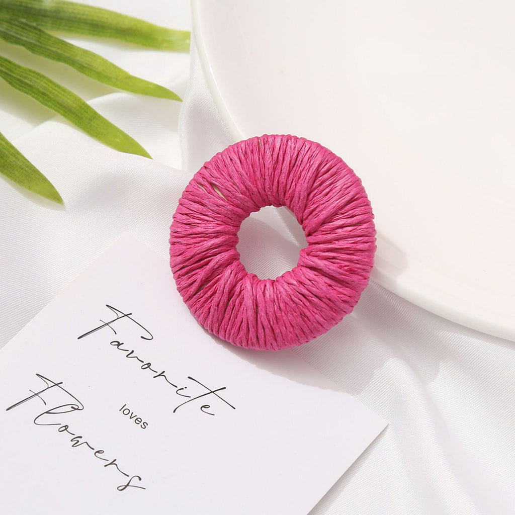 Pendientes de paja tejida, pendientes bohemios, pendientes de estilo vacacional para niñas, pendientes hechos a mano BS005