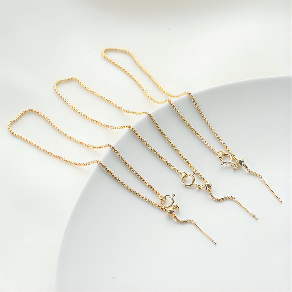 Gold Filled Adjustable Box Finished Chain for Bracelet/Necklace With Spring Clasp, 1.1mm, 7 Inch READY To WEAR Bracelet Findings, USA, BL007