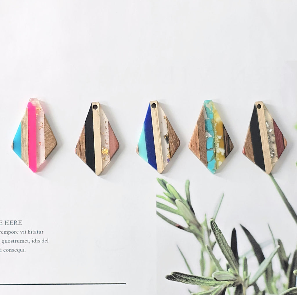 Rhombus Wooden Pendant, Wooden Pendant, Natural Pendant, Natural Jewelry Findings, Necklace Earring Making Findings JT1004