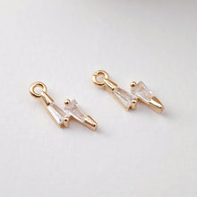 Load image into Gallery viewer, CZ Pave Lightning Pendant, Cubic Pendant, Earring Connectors, Real Gold Plated Brass Earring Charms, Jewelry Findings D0072